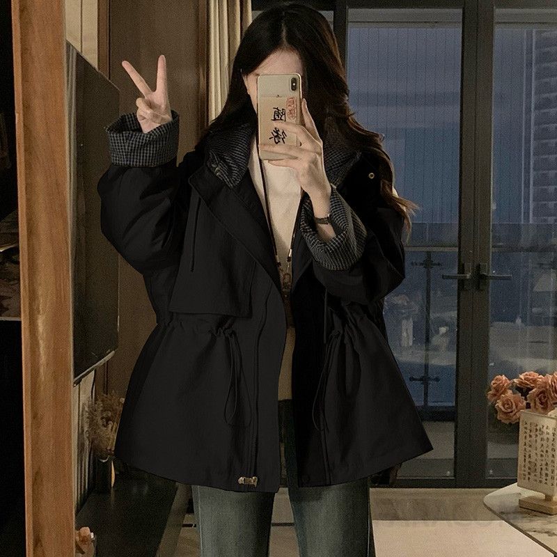 여성 루즈핏 후드 스트링 바람막이 솜패딩 숏 자켓 점퍼 아우터 오버핏 데일리 캐주얼 트렌디 가을 겨울 - 상세 이미지 3