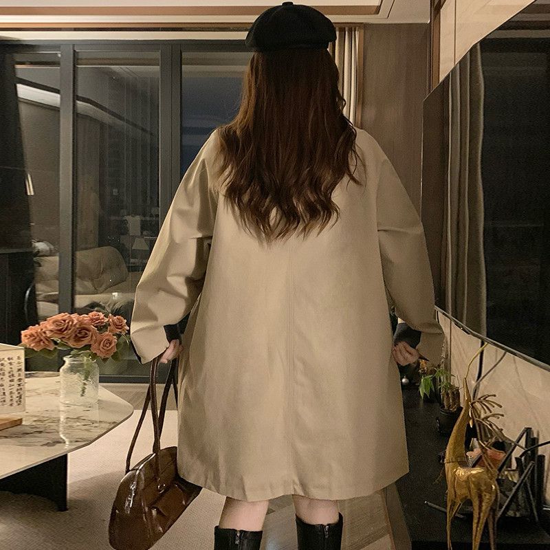 여성 오버핏 루즈핏 트렌치코트 미디 자켓 간절기 가을 데일리 출근룩 하객룩 정장핏 코트 아우터 점퍼 - 상세 이미지 4