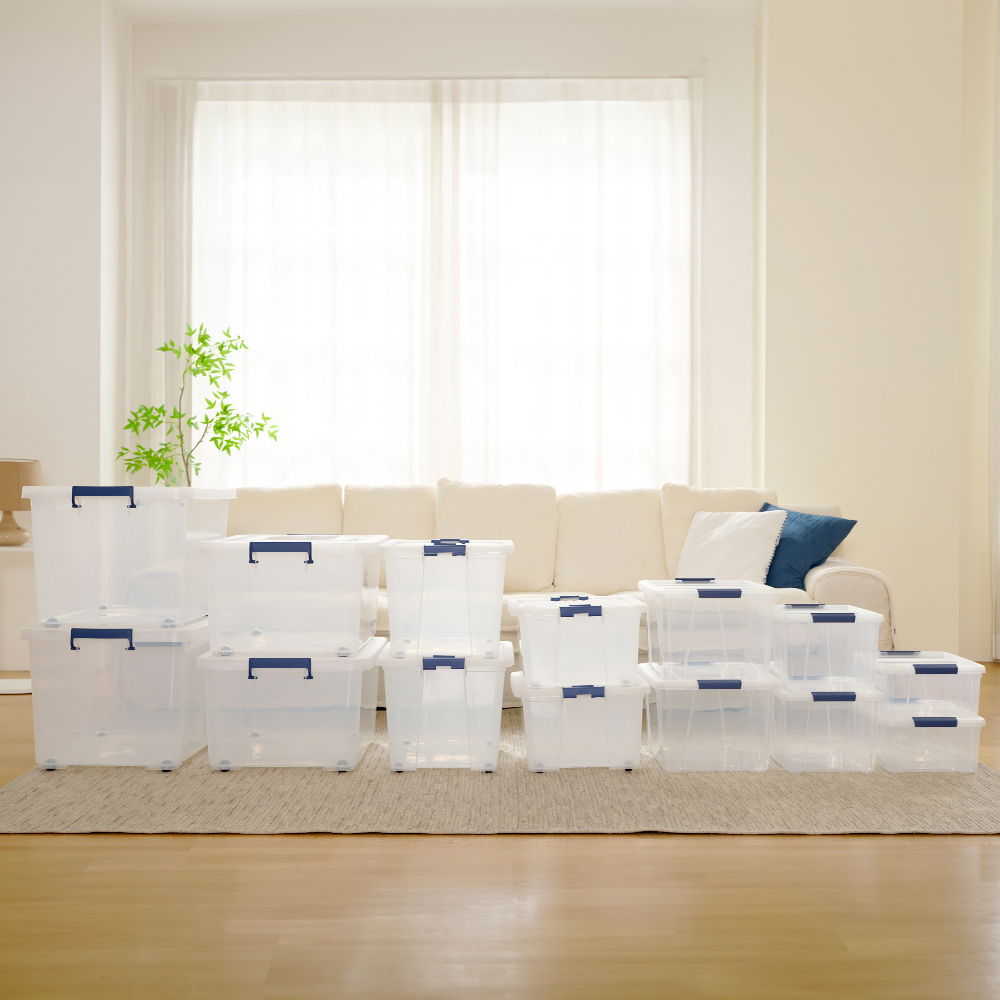 [도착보장] 클라스 투명 수납 플라스틱 리빙박스 20L 2P 팬트리 옷정리 이불 다용도 정리함 수납함