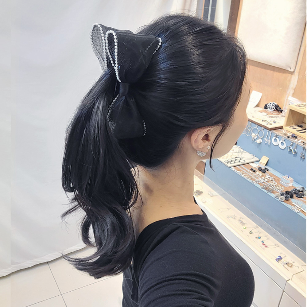 루루핀 테두리 진주 한단 심든 블랙 리본 바나난핀 - 메인 이미지