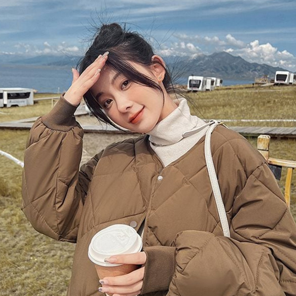 루즈핏 여성 숏 패딩 데일리 여성 베이직 패딩 여성 - 상품 이미지