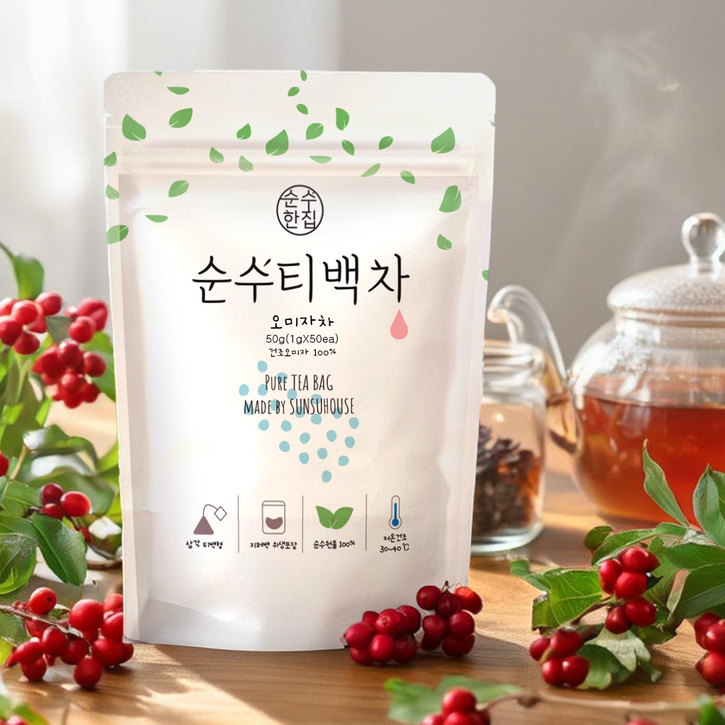 순수한집 국산 문경 오미자차 티백 50개입 - 상품 이미지