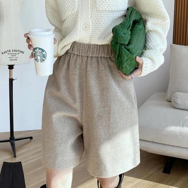 루즈핏 여성 모직 반바지 데일리 여성 겨울 반바지 하이 - 메인 이미지