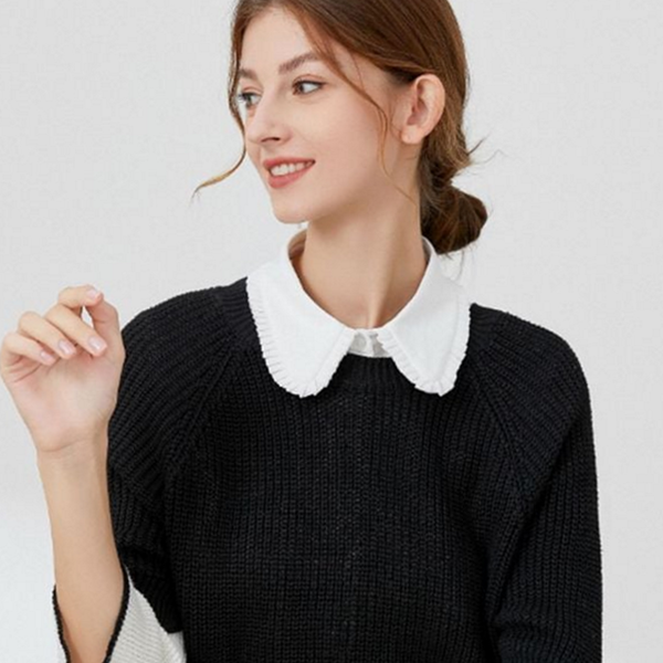 레이어드 플리츠 카라 데일리 카라 셔츠 블라우스 포인트 - 메인 이미지
