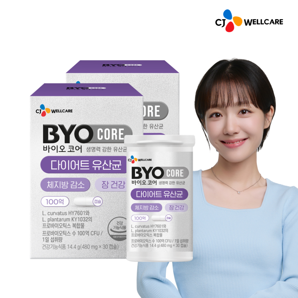 CJ 바이오코어 100억 다이어트 유산균 체지방 감소 소주연 유산균 30캡슐, 2개