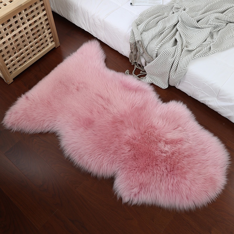 양모 러그 카펫 인조 카페트 겨울 장모 매트 털 양털 인테리어 대형 화이트 퍼 65x110cm 한쪽 둥근 - 상세 이미지 4