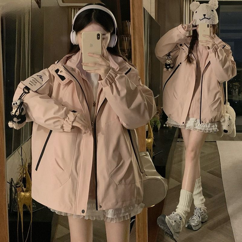 여성 내피 탈부착 후드 점퍼 자켓 루즈핏 오버핏 방풍 보온 데일리 캐주얼 겨울 외투 - 상품 이미지