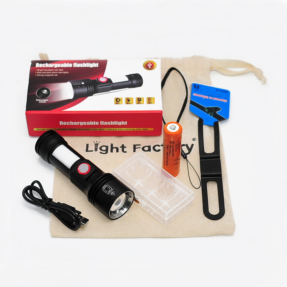 라이트팩토리 손전등 휴대용 고휘도 후레쉬 캠핑 랜턴 자전거 손전등 해루질 LED 충전식