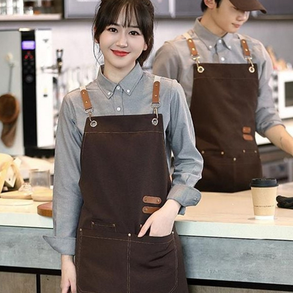 남여공용 캔버스 앞치마 바리스타 방수 앞치마 데일리 카페