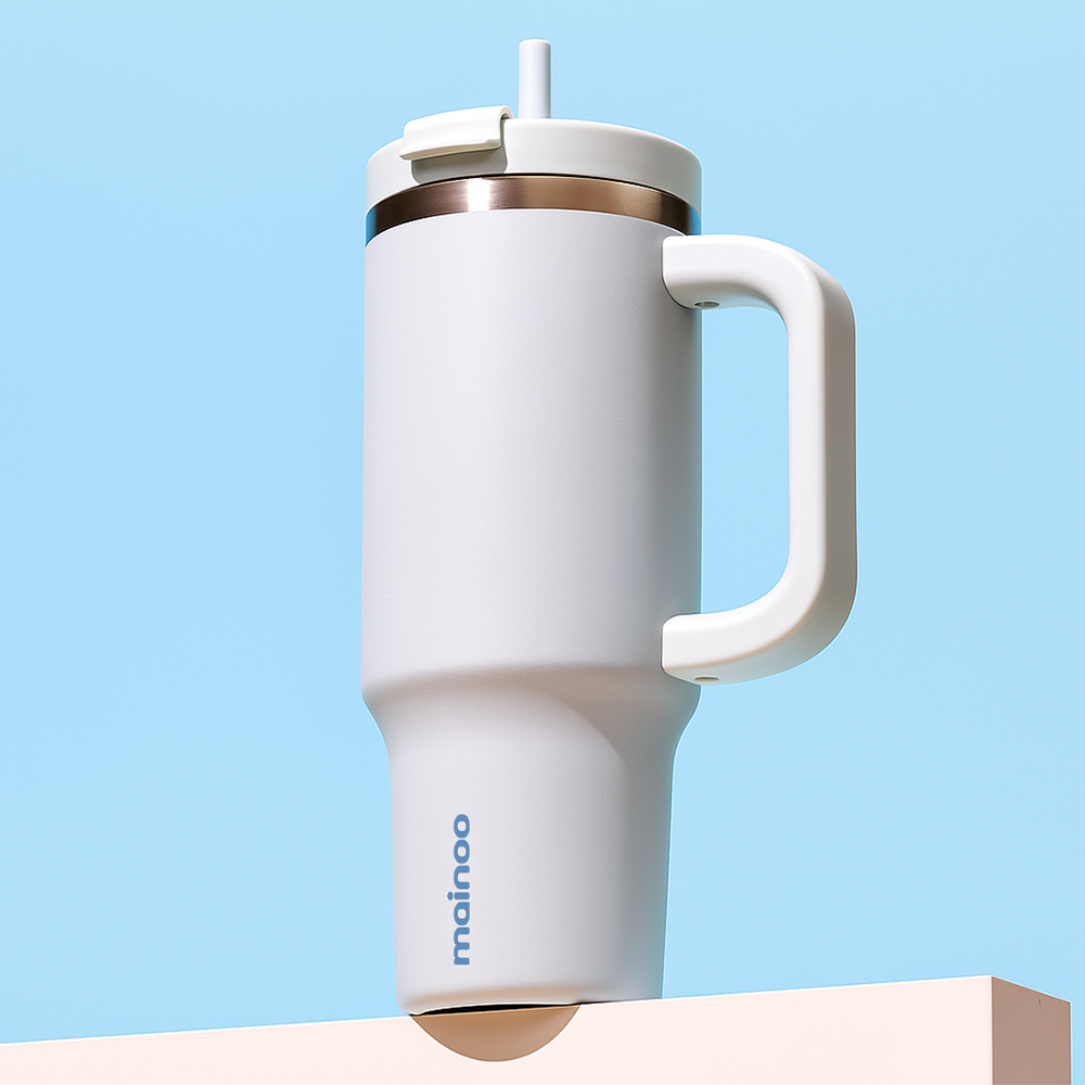 마이누 텀블러 빨대 대용량 손잡이 가벼운 보온보냉 887ml, 로즈골드 이미지 8
