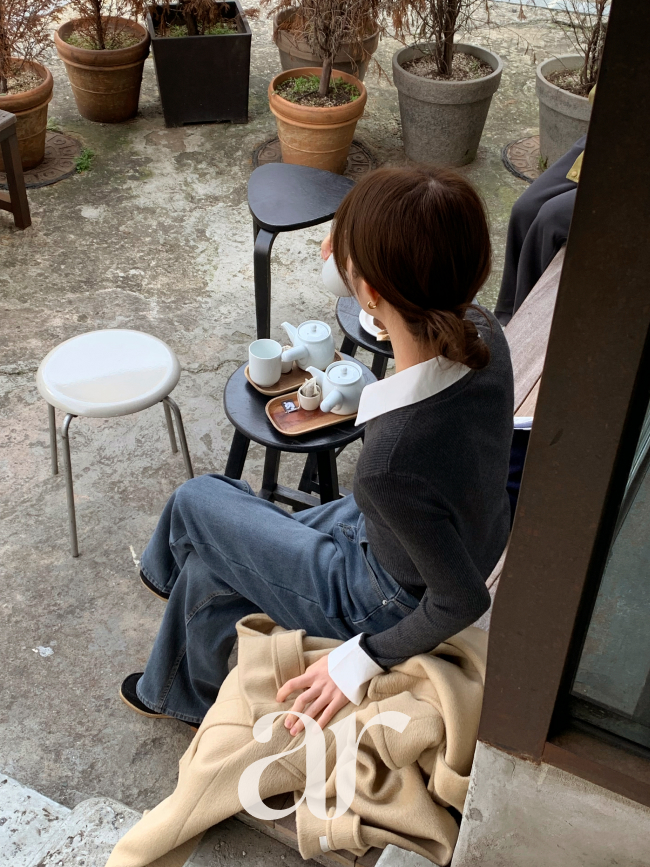 [울함유] 배색 카라 셔츠 레이어드 가디건 cd3519 - 상세 이미지 5