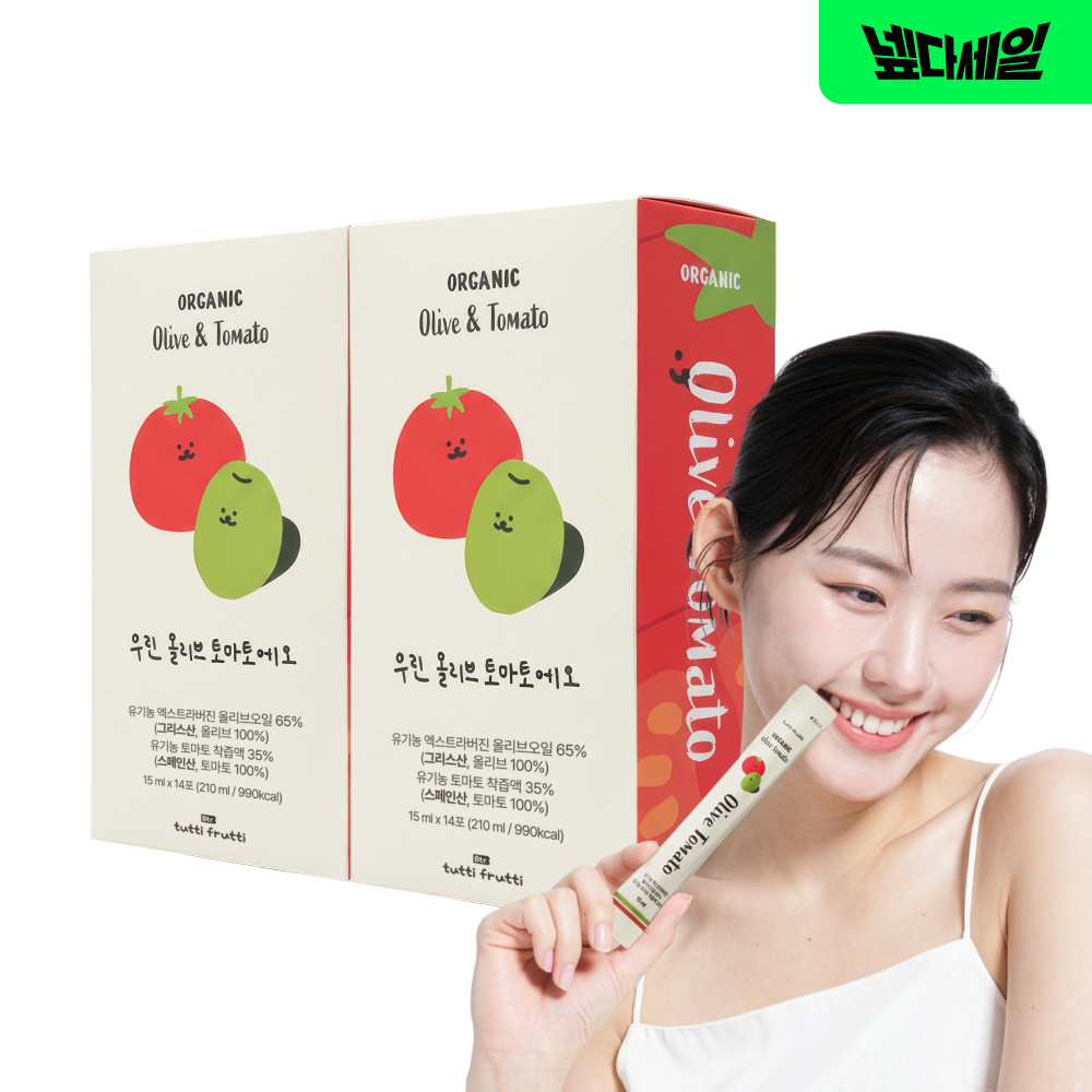 뚜띠프루티 우린 올리브토마토에오 유기농 엑스트라버진 공복 올리브오일 토마토 스틱 냉압착 210ml, 2개 - 메인 이미지
