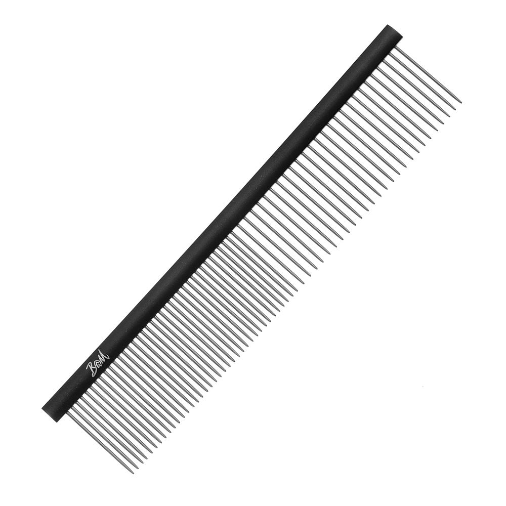 밤돌이네 강아지 고양이 빗 콤빗 일자빗 듀얼콤 브러쉬 블랙, 19X4cm