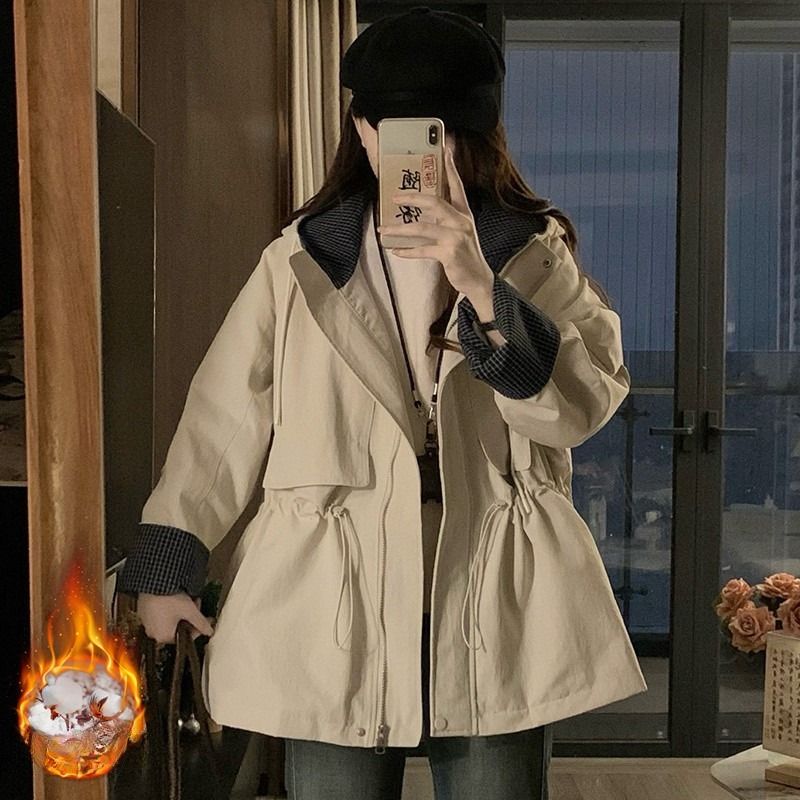 여성 루즈핏 후드 스트링 바람막이 솜패딩 숏 자켓 점퍼 아우터 오버핏 데일리 캐주얼 트렌디 가을 겨울 - 메인 이미지