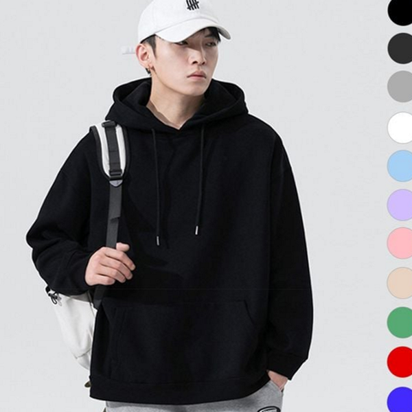 루즈핏 남성 후드 티셔츠 기모 남성 오버핏 후드 데일리 - 상품 이미지