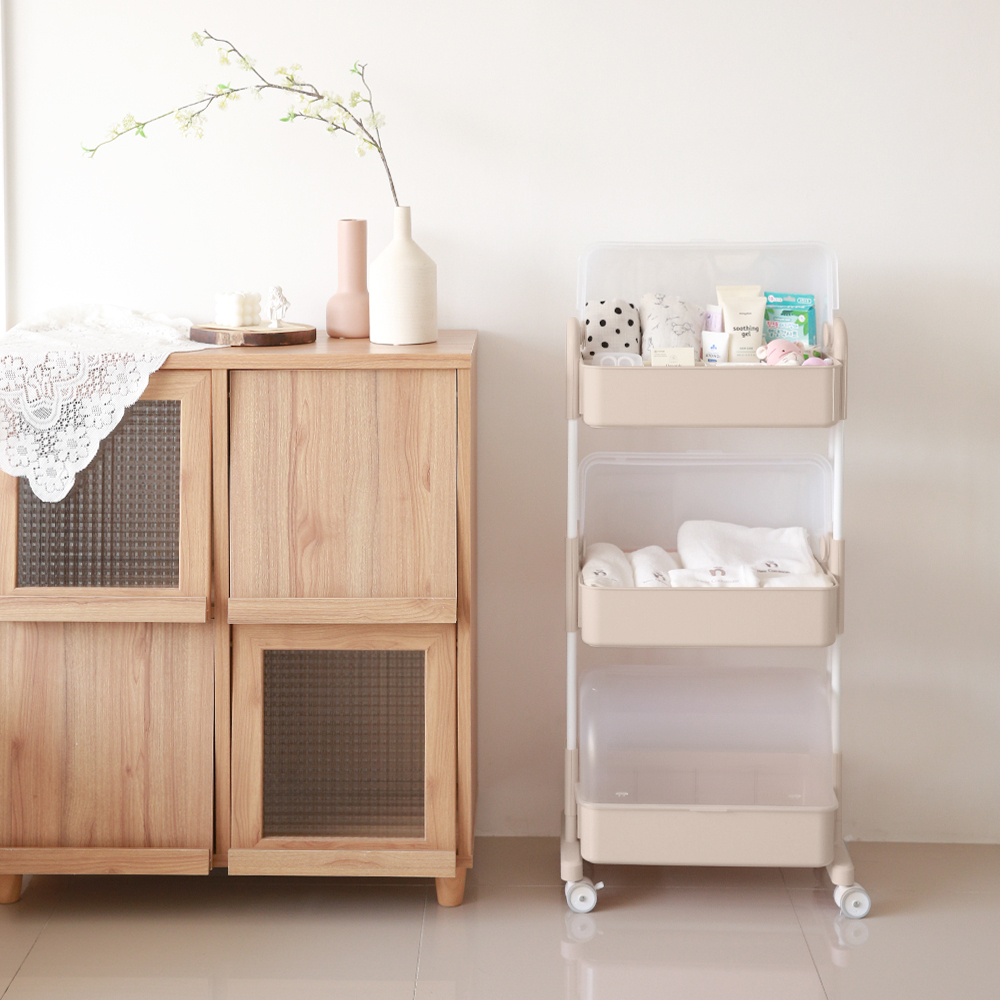 뉴코코맘 아기트롤리 기저귀정리함 이동식 트롤리 보관함 캡형 3단