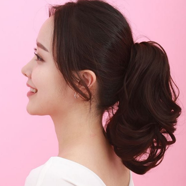 내추럴웨이브 집게 핀 가발 웨이브 포니테일 가발 반묶음 - 상품 이미지
