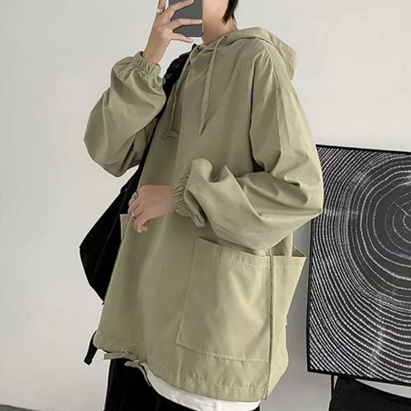 루즈핏 남성 바람막이 오버핏 남성 바람막이 간절기 데일리 아노락 - 상품 이미지