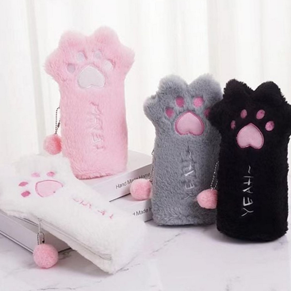귀여운 고양이발 필통 퍼필통 뽀글이 필통 대용량 파우치 - 메인 이미지