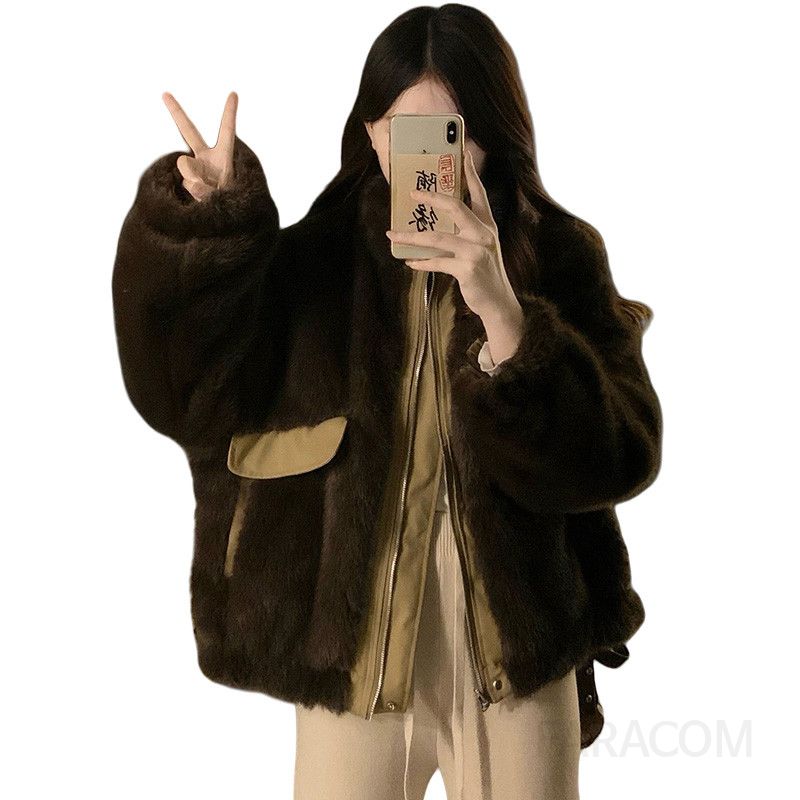 여성 겨울 양면 리버시블 퍼 숏패딩 무스탕 야상 점퍼 오버핏 따뜻한 두꺼운 아우터 자켓 파카 - 상세 이미지 5