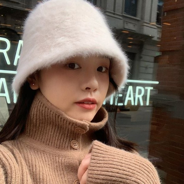 데일리 여성 버킷 햇 토끼 여성 퍼 모자 - 상품 이미지