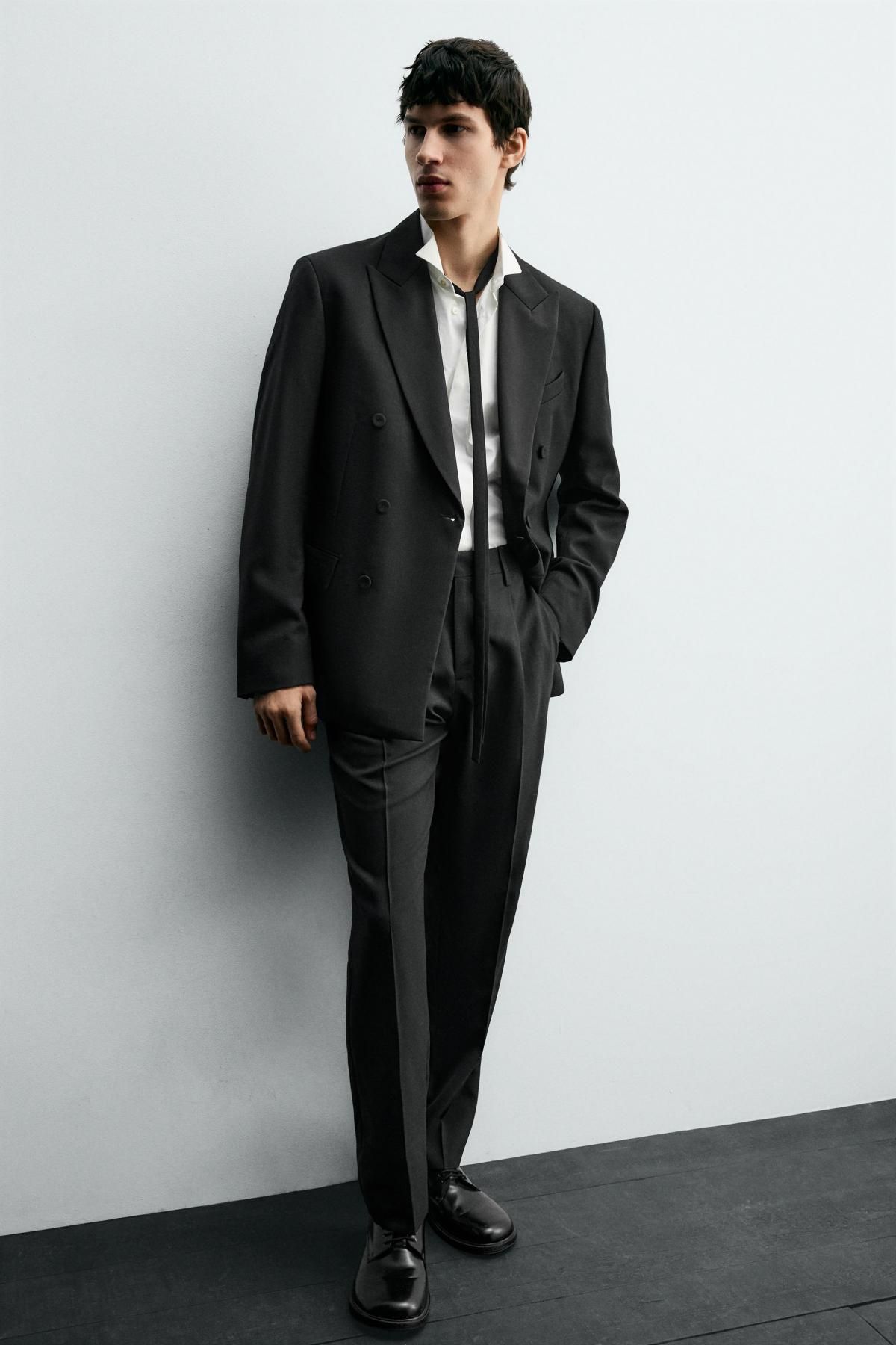 자라 울 블렌드 플리츠 정장 팬츠 9379/004 BLACK - 상세 이미지 5