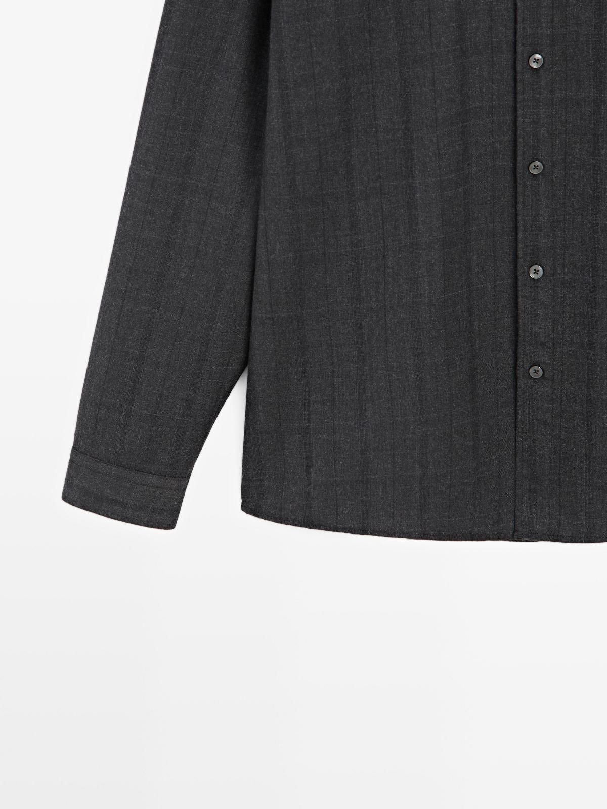 마시모두띠 클래식 체크 울 긴팔 셔츠 레귤러핏 1815/296 NAVY BLUE 이미지 8