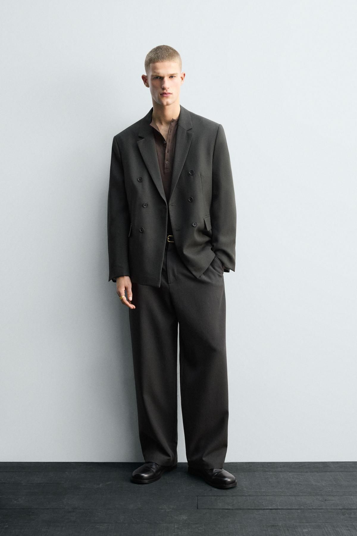 자라 프리미엄 울 더블브레스트 블레이저 6601/581 GREEN / BLUE - 상세 이미지 2