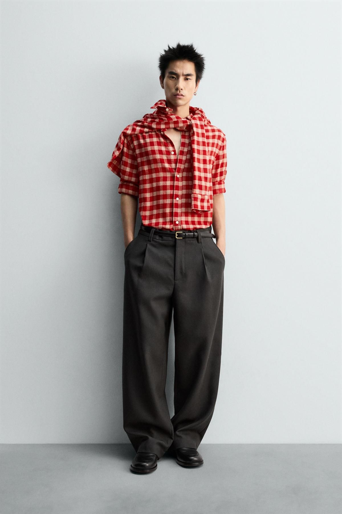 자라 한정판 체크 플란넬 긴팔 셔츠 5679/572 WHITE / RED - 상세 이미지 2