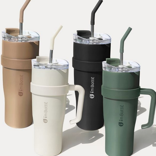 1200ml 대용량 콜드 컵 빨대 스텐 텀블러 사무실 캠핑용 보냉 - 메인 이미지