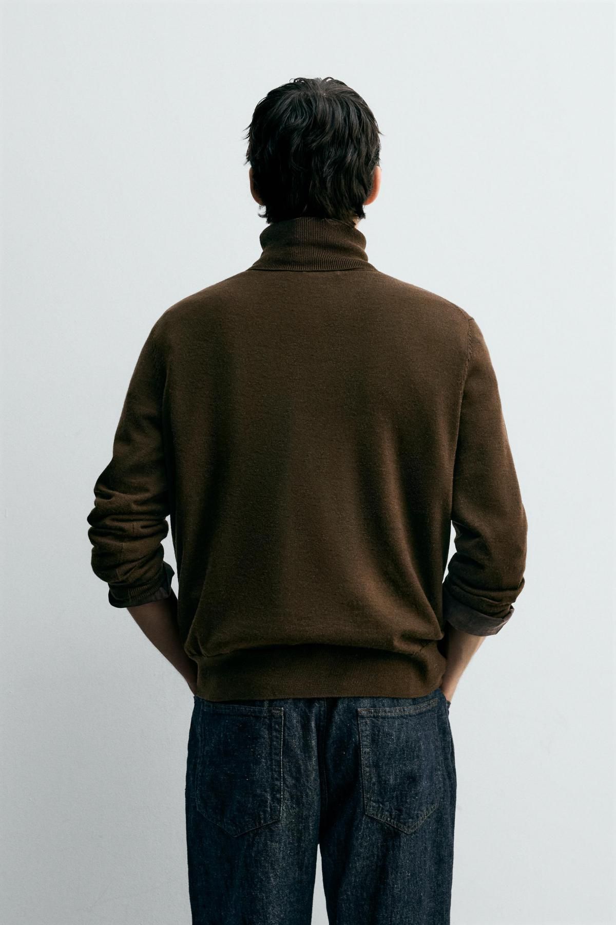 자라 프리미엄 울 터틀넥 브라운 니트 탑 4696/315 BROWN - 상세 이미지 4
