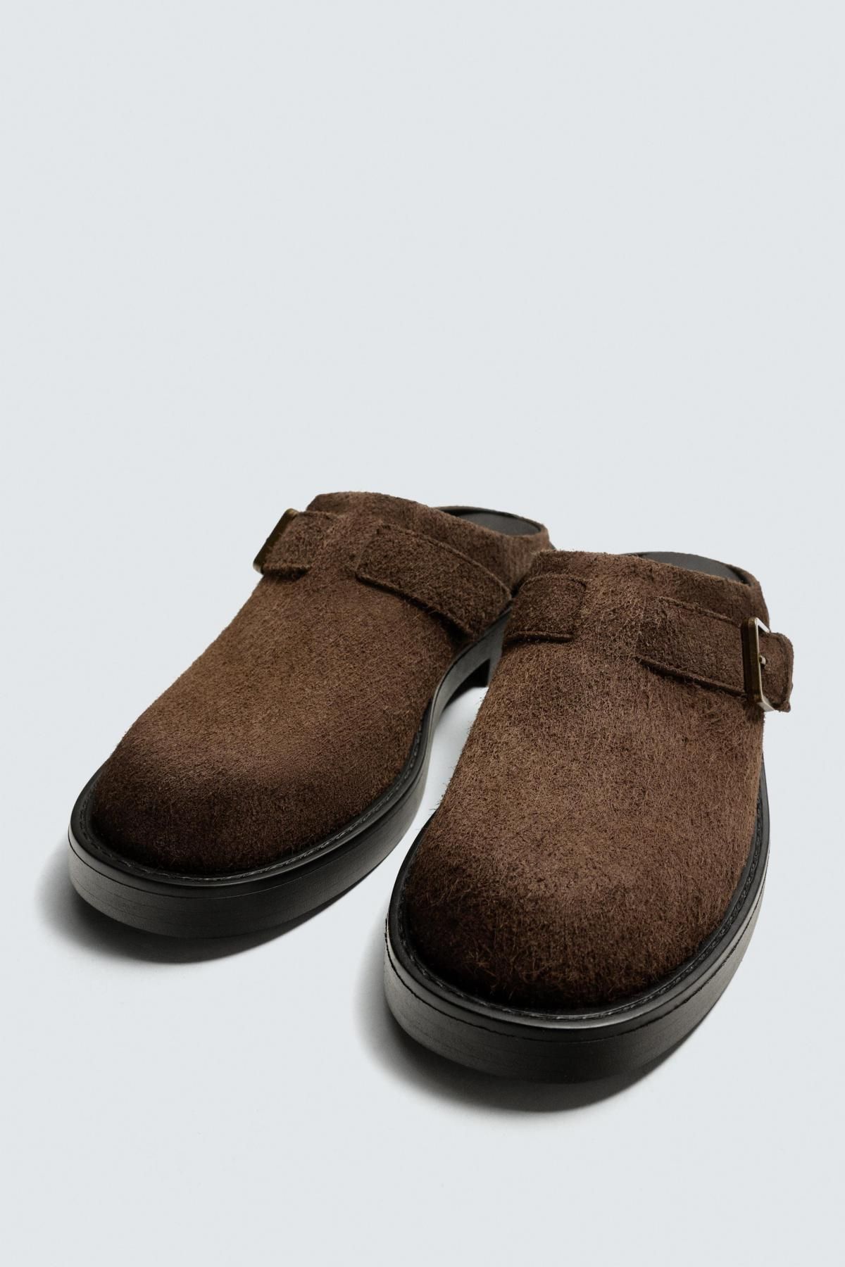 자라 프리미엄 레더 버클 클로그 브라운 2481/620 BROWN - 상세 이미지 2