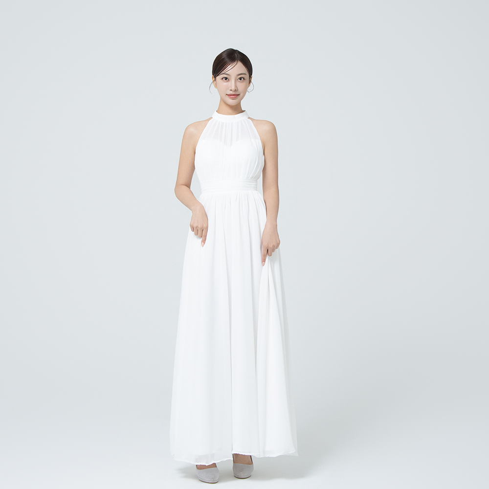 밀레나 홀터 화이트 드레스대여 브라이덜샤워 제주웨딩야외스냅 2부원피스 피로연 돌잔치의상 - 상품 이미지