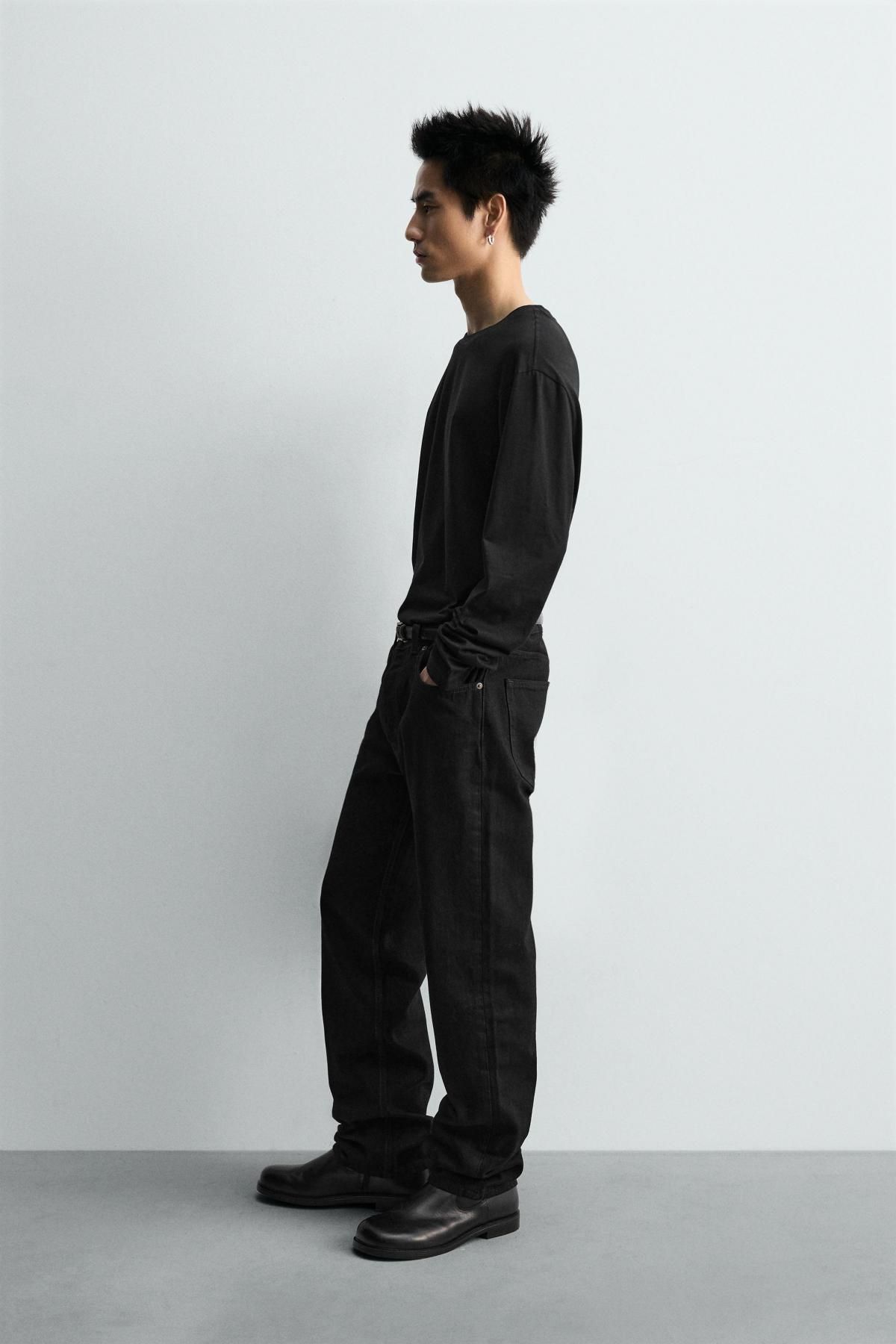 자라 한정판 머서라이즈 블랙 긴팔 티셔츠 4092/362 BLACK - 상세 이미지 5