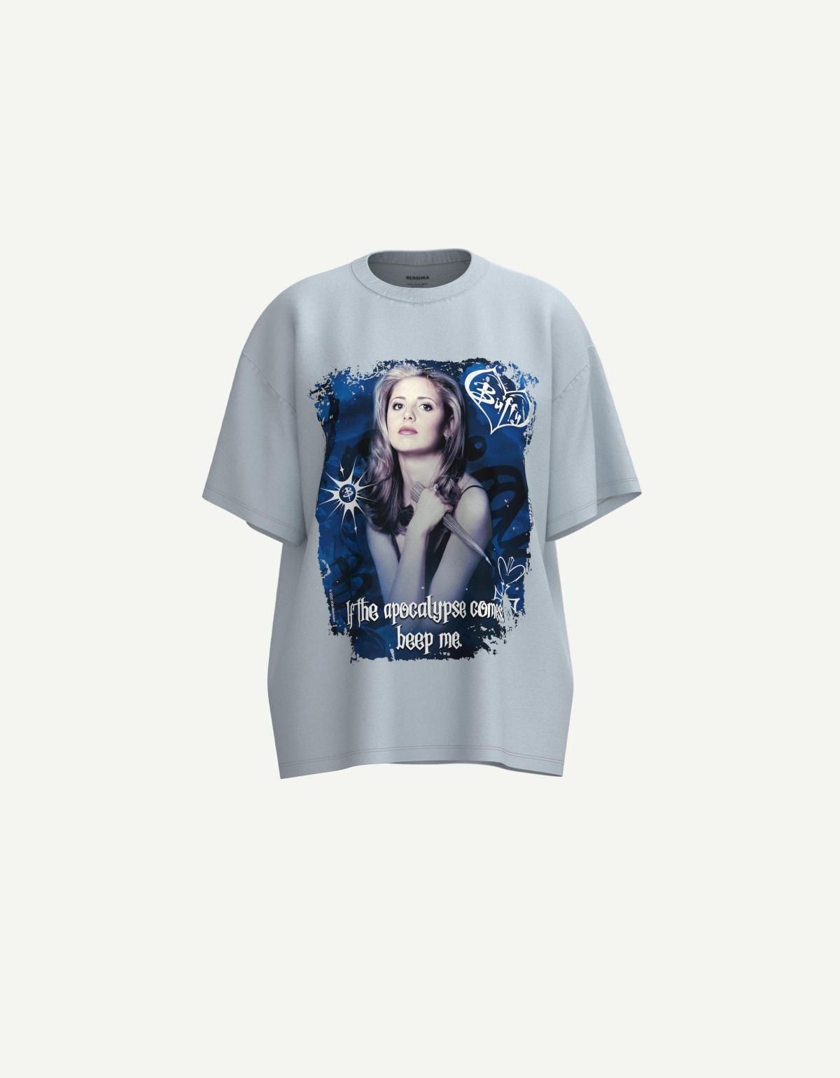 버쉬카 오버핏 그래픽 반팔 티셔츠 2377/825 LIGHT BLUE - 상세 이미지 3