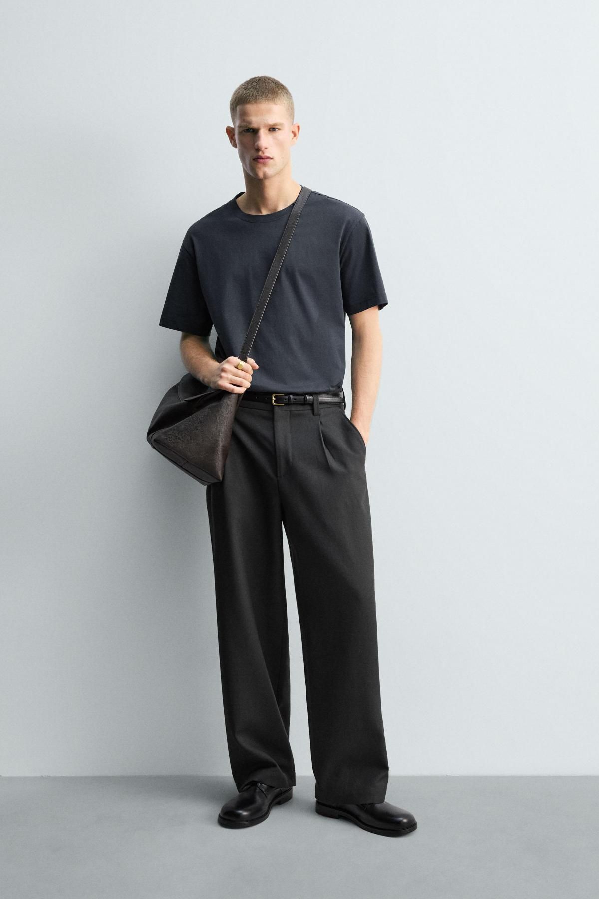 자라 한정판 머서라이즈 반팔 티셔츠 4092/363 DARK GREY - 상세 이미지 2