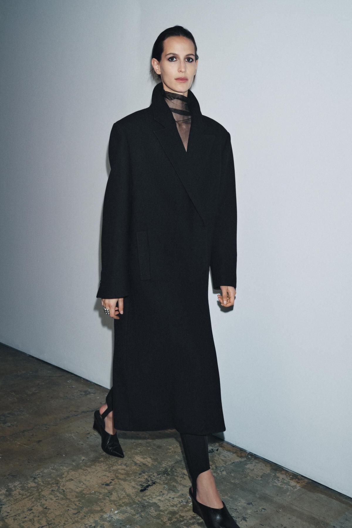 자라 프리미엄 울블렌드 더블 롱코트 9289/754 BLACK - 상세 이미지 4