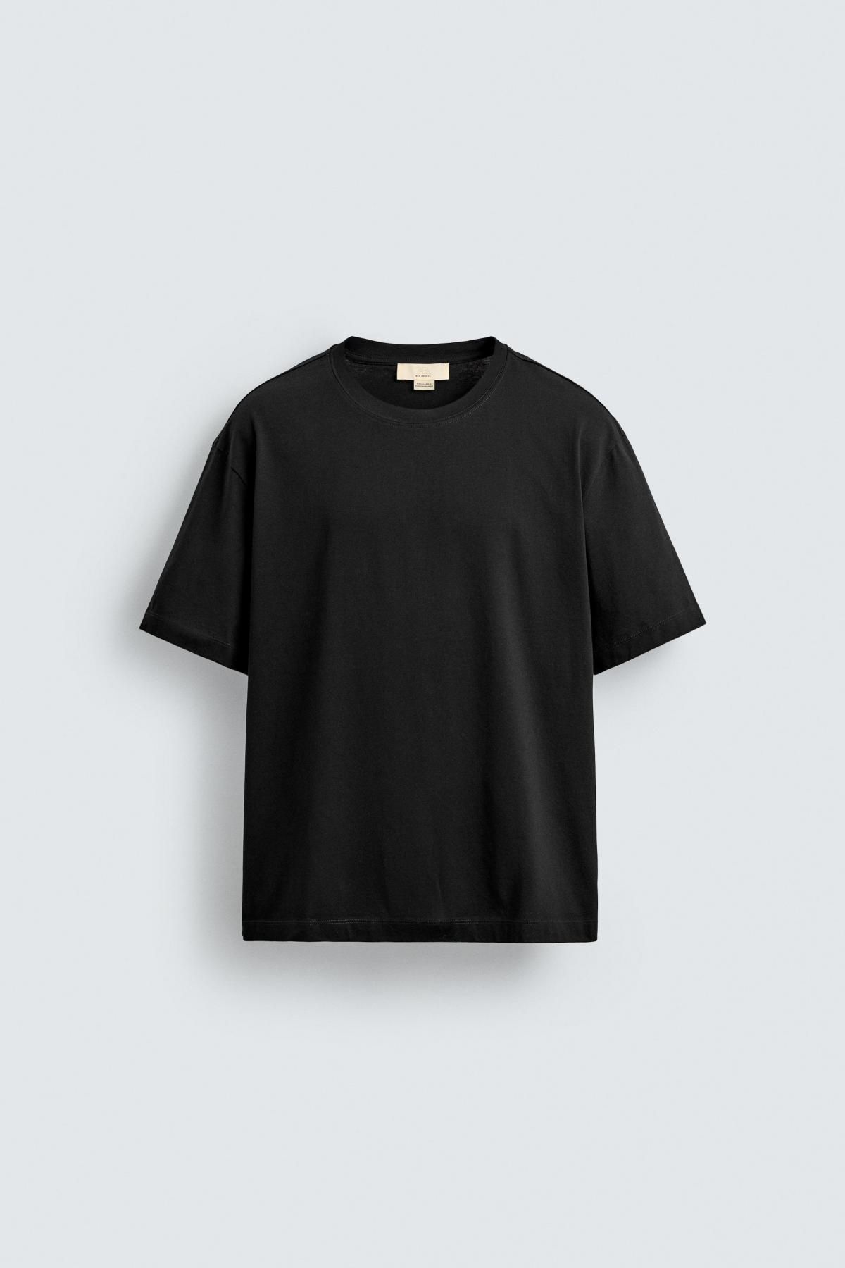 자라 한정판 머서라이즈 블랙 반팔 티셔츠 4092/363 BLACK - 메인 이미지