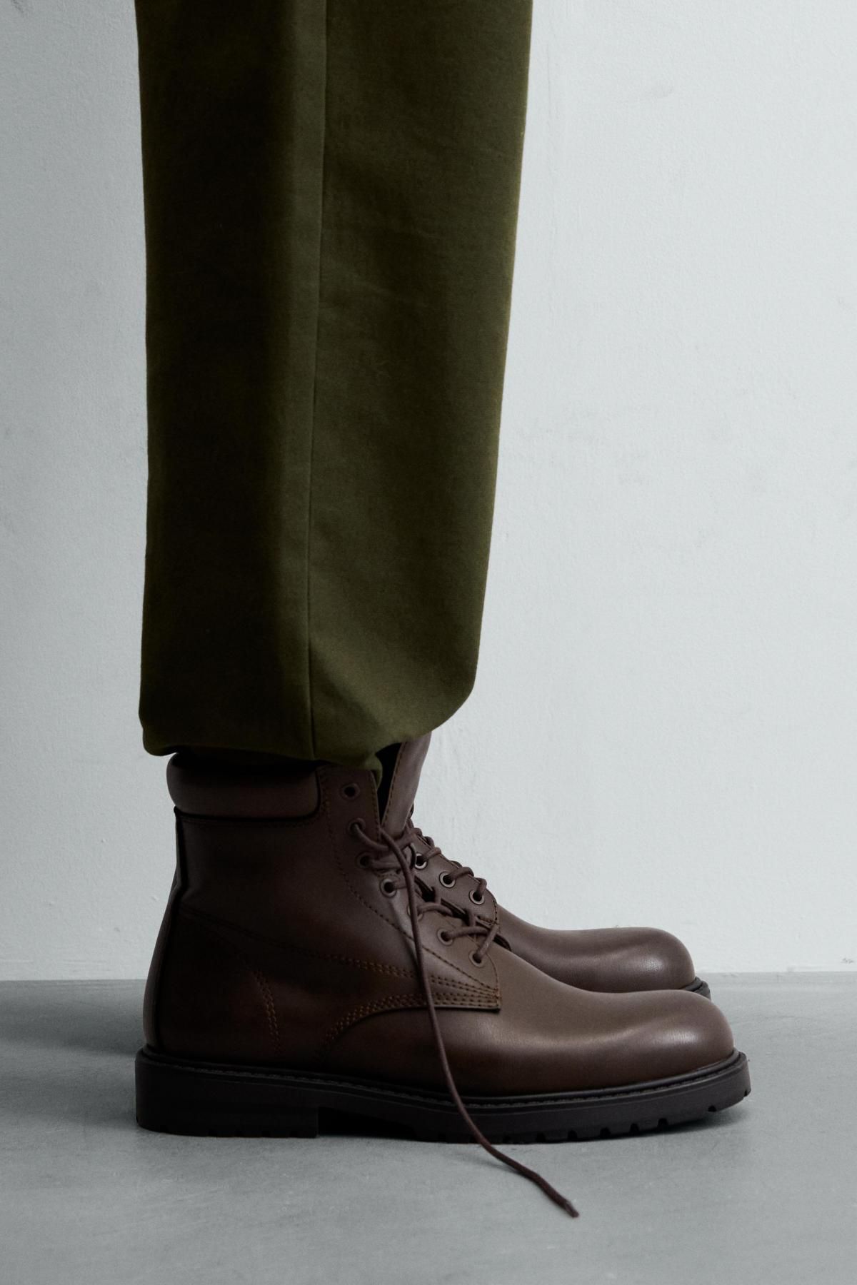 자라 청키솔 레이스업 더비 부츠 브라운 2042/620 BROWN - 상세 이미지 2