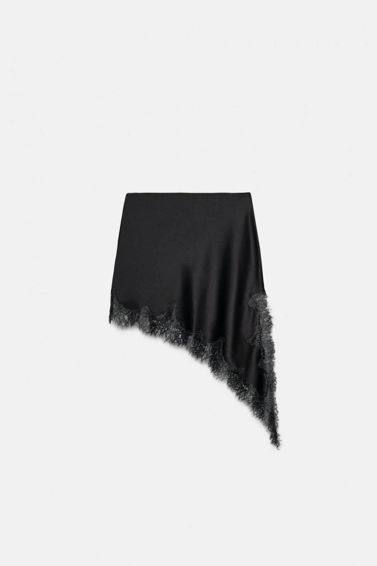 자라 시크 새틴 레이스 미니 스커트 5919/211 DARK GREY - 상품 이미지
