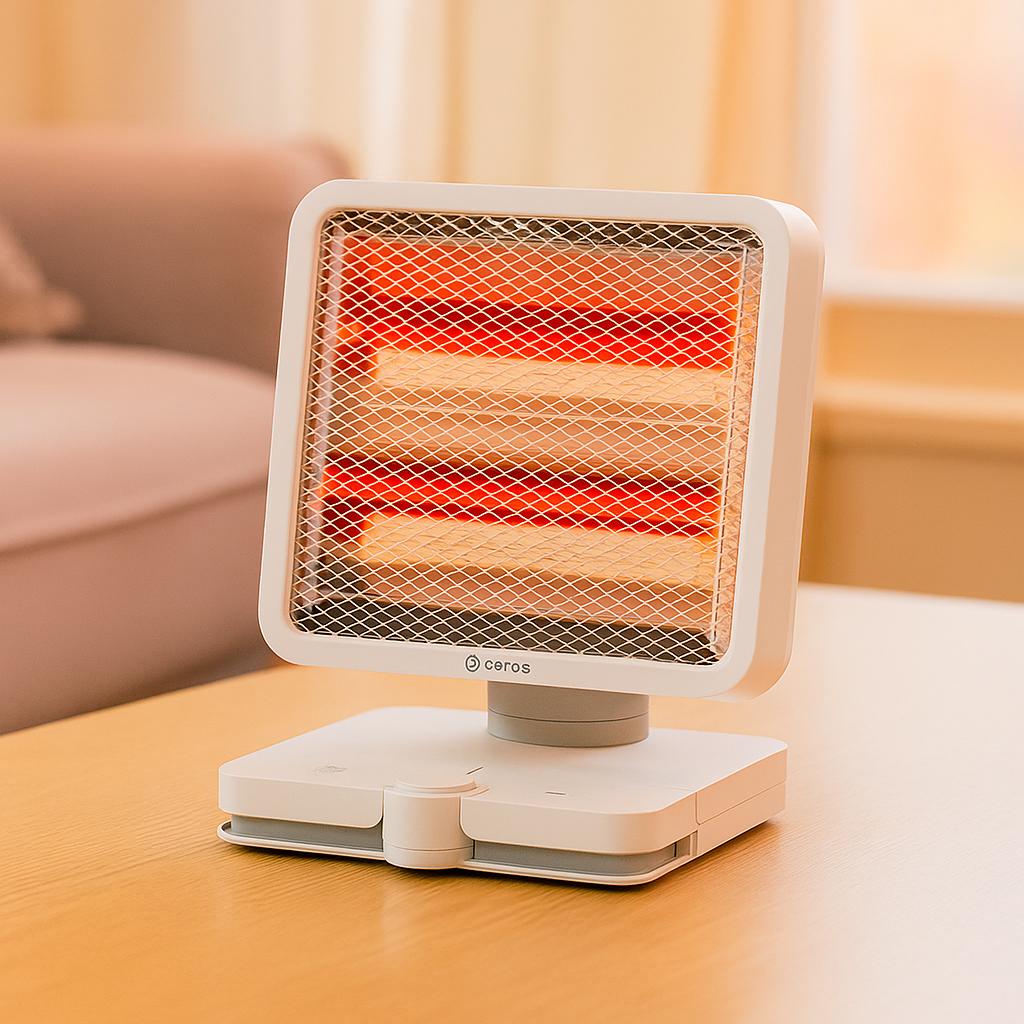 캐로스 미니 전기 온풍기 풋터치 캠핑용 탁상용 사무실 원룸 욕실 난로 PTC 휴대용 난방기