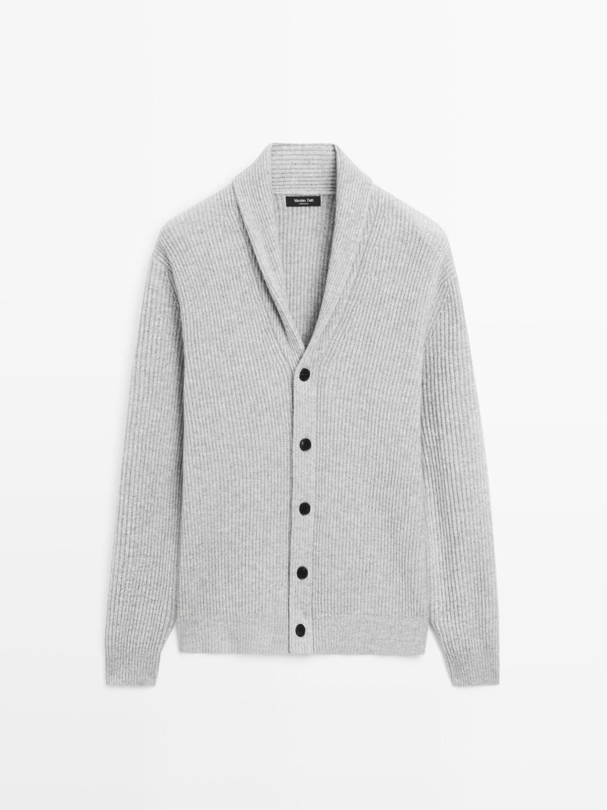 마시모두띠 울 블렌드 칼라 니트 가디건 1113/240 ANTHRACITE GREY - 상품 이미지