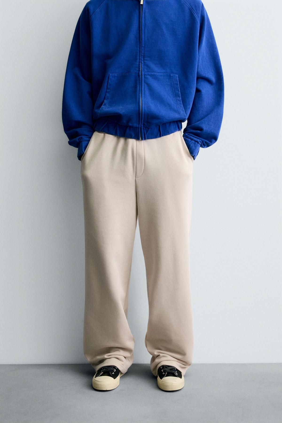 자라 와이드핏 코튼 조거 팬츠 0761/440 LIGHT BEIGE - 상품 이미지
