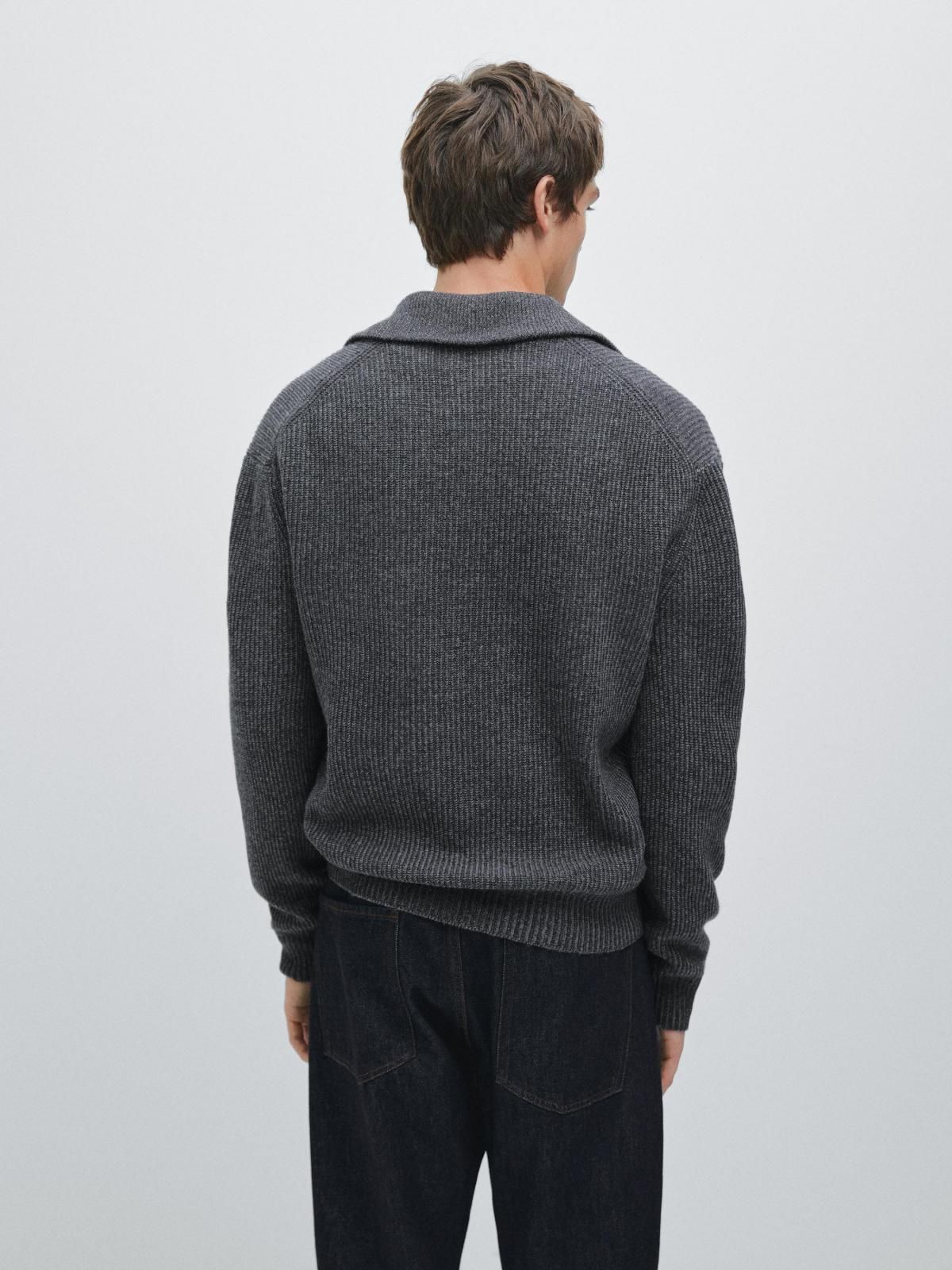 마시모두띠 울블렌드 집업 모크넥 니트 스웨터 그레이 1063/234 MEDIUM GREY - 상세 이미지 4