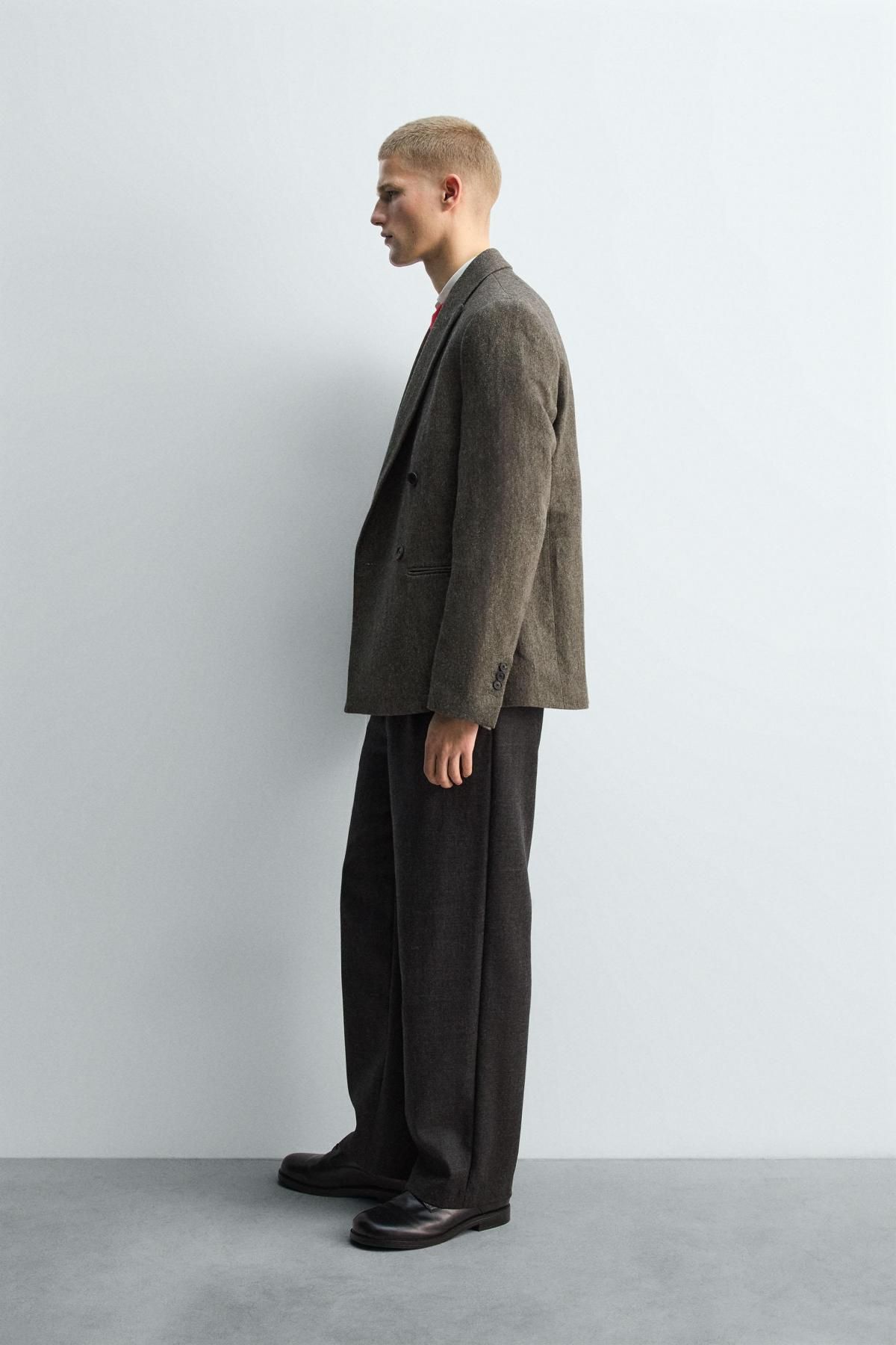 자라 프리미엄 울 플리츠 스트레이트 팬츠 6605/582 ANTHRACITE GREY - 상세 이미지 4
