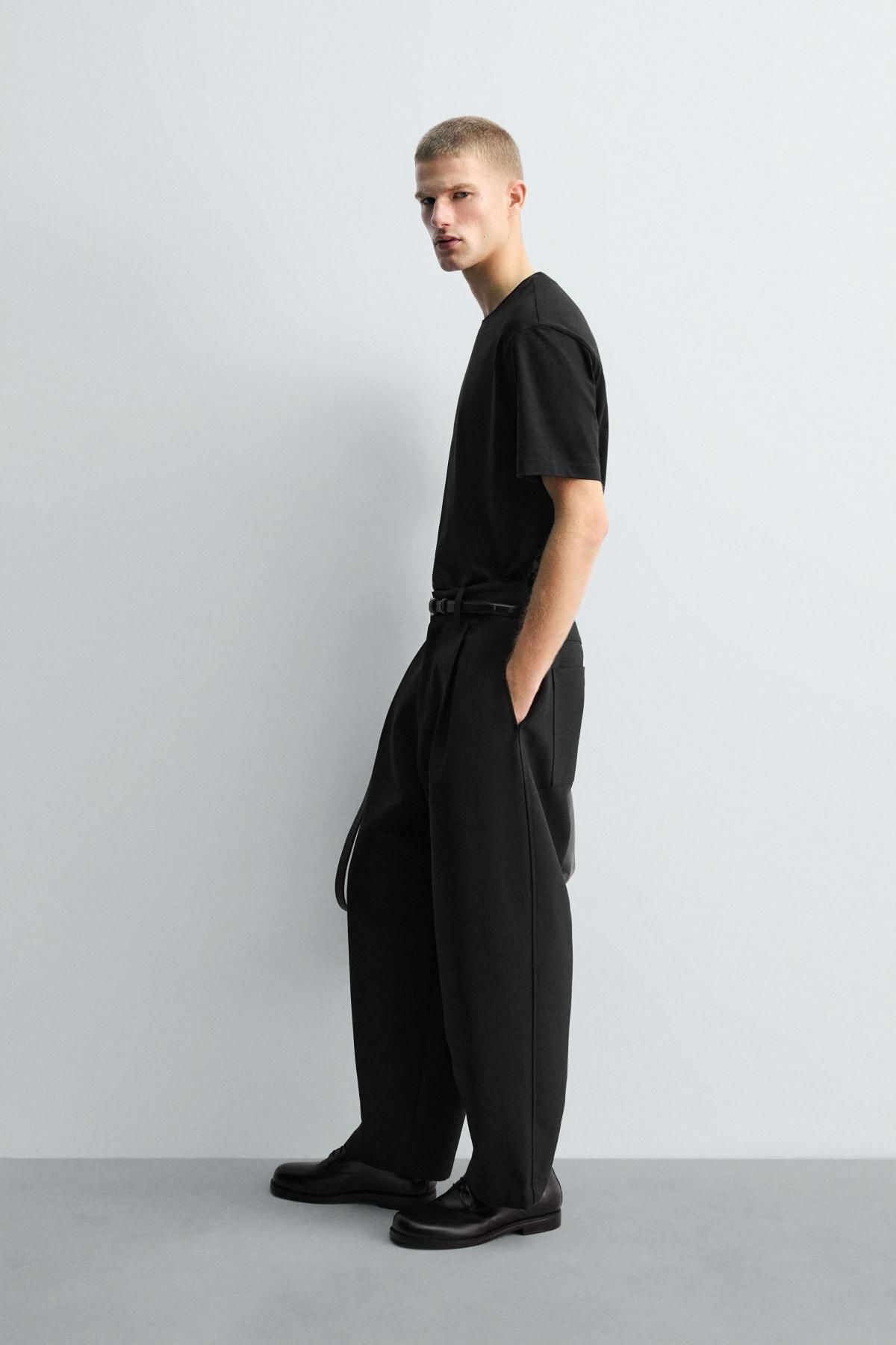자라 한정판 머서라이즈 블랙 반팔 티셔츠 4092/363 BLACK - 상세 이미지 5