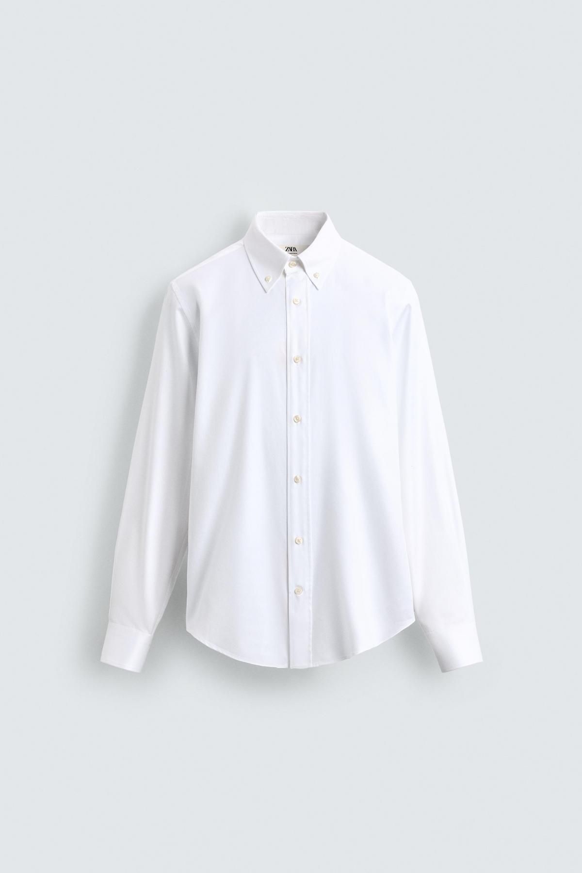 자라 텍스처 코튼 레귤러핏 긴팔 셔츠 6899/122 WHITE - 메인 이미지