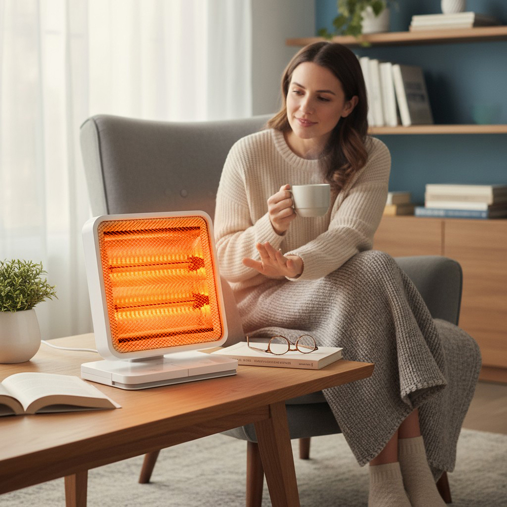 캐로스 미니 전기 온풍기 풋터치 캠핑용 탁상용 사무실 원룸 욕실 난로 PTC 휴대용 난방기