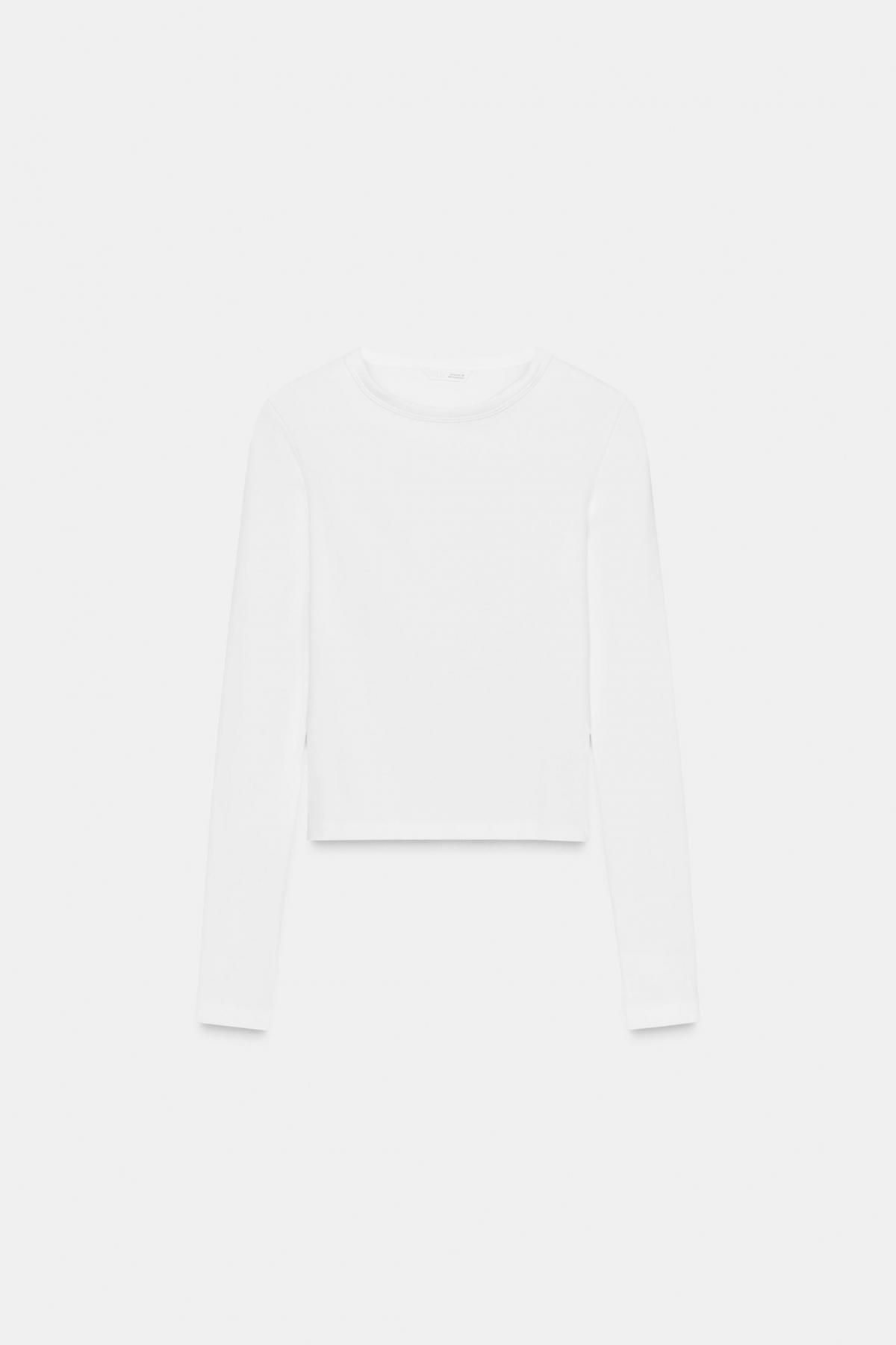 자라 슬림핏 베이직 라운드넥 긴팔 티셔츠 4424/819 WHITE - 메인 이미지