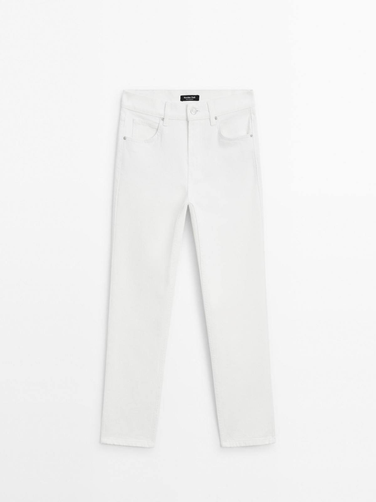 마시모두띠 화이트 미드라이즈 슬림핏 크롭 데님 팬츠 5060/718 OFF WHITE - 메인 이미지